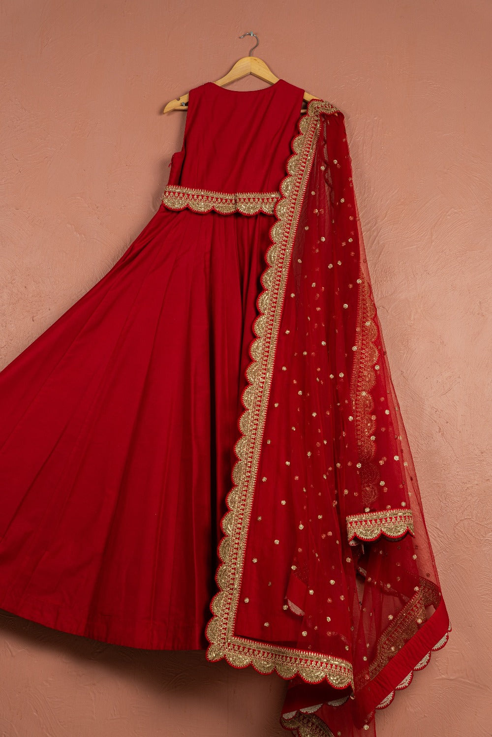 Red Anarkali Set - red anarkali suit
