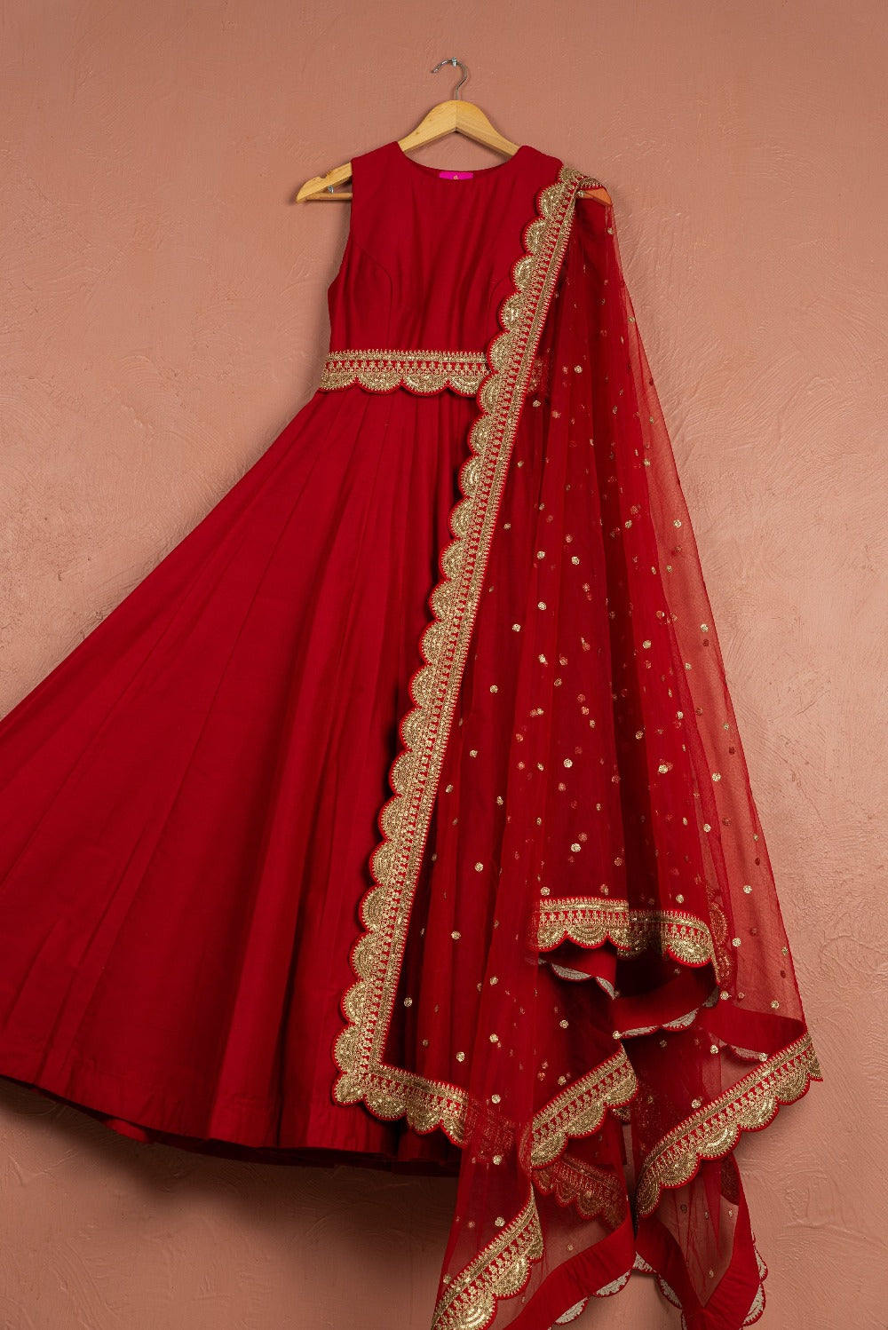 Red Anarkali Set - red anarkali suit