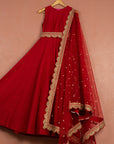 Red Anarkali Set - red anarkali suit