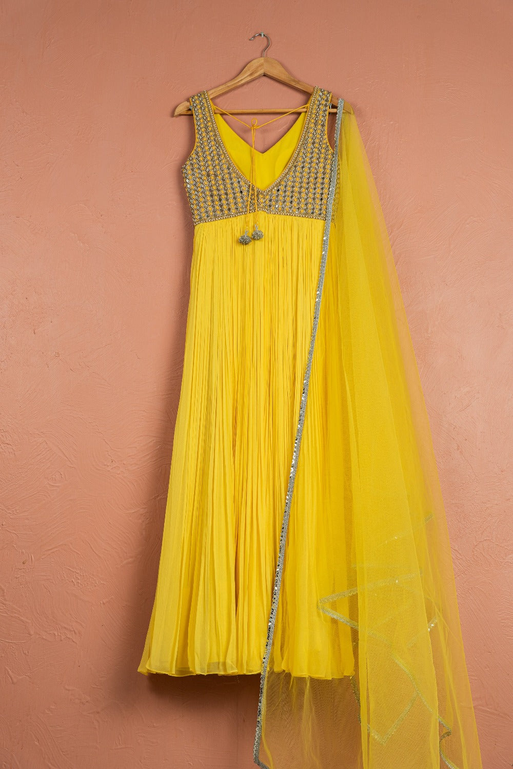 Lemon Yellow Anarkali Set - yellow anarkali