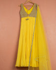 Lemon Yellow Anarkali Set - yellow anarkali