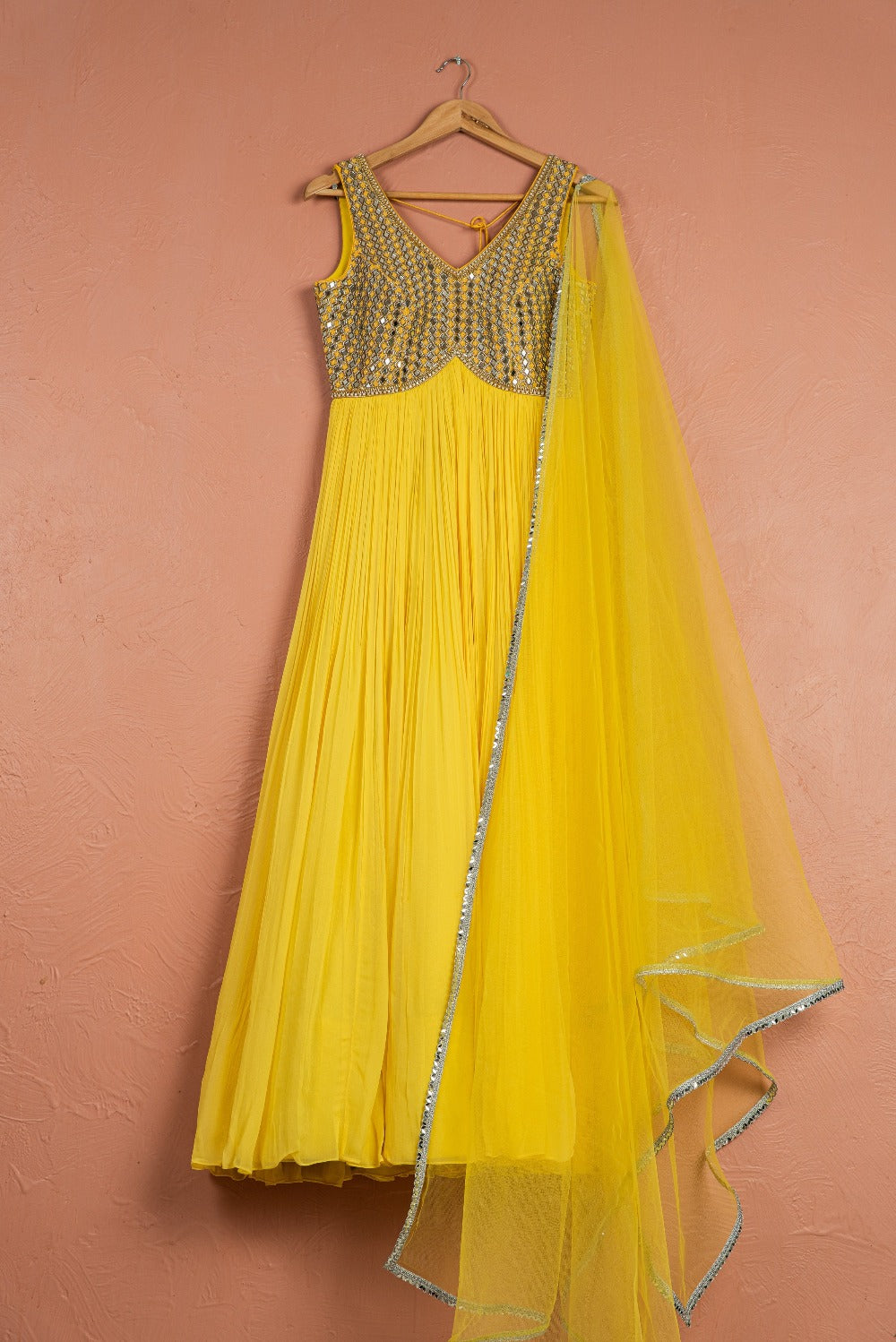 Lemon Yellow Anarkali Set - yellow anarkali
