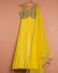 Lemon Yellow Anarkali Set - yellow anarkali