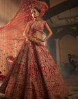 Red Alluring Heavily Embroidered Lehenga - indian wedding lehenga USA