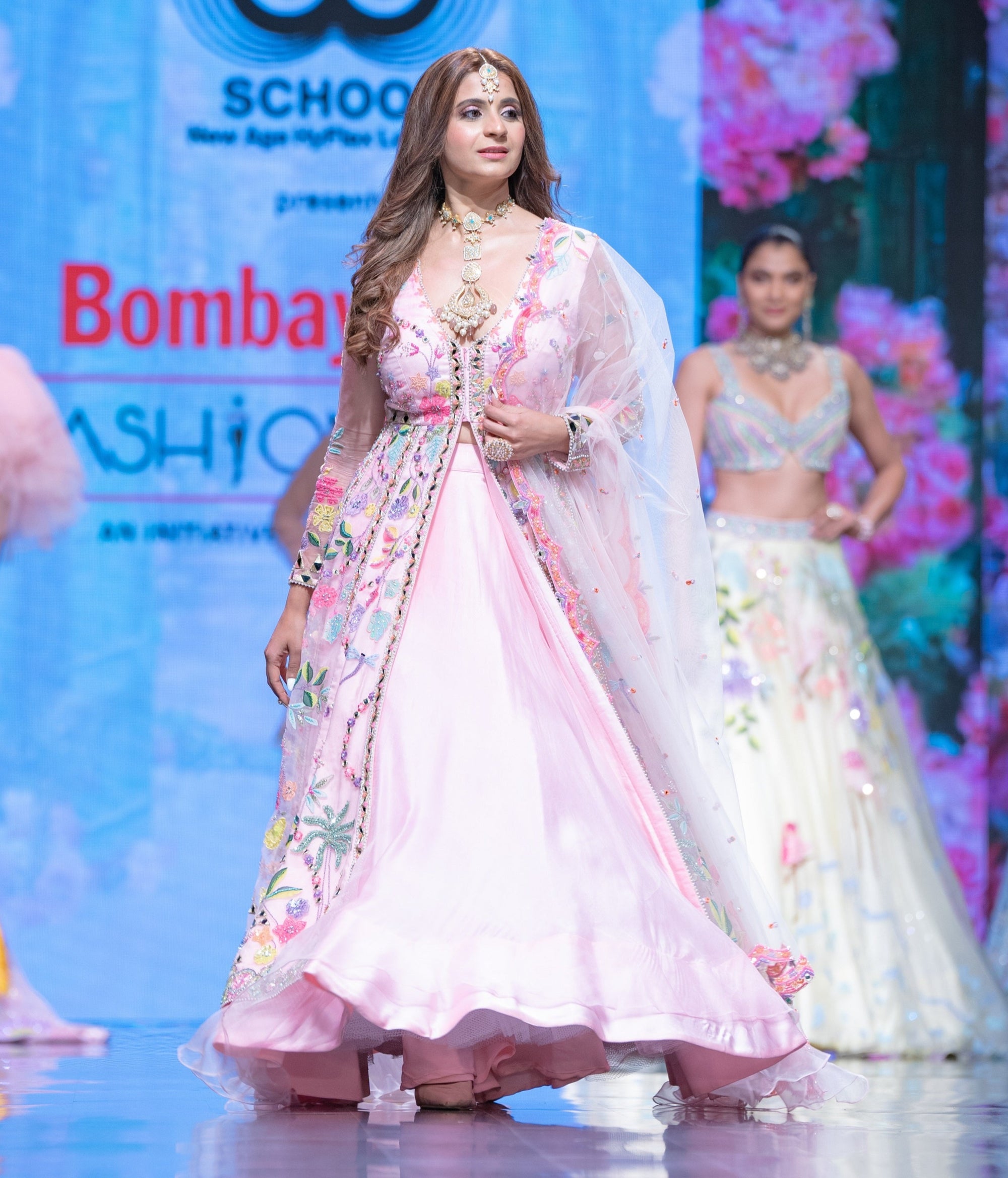 The Flamingo Forest Gardenia Anarkali in Blush Pink - anarkali set USA