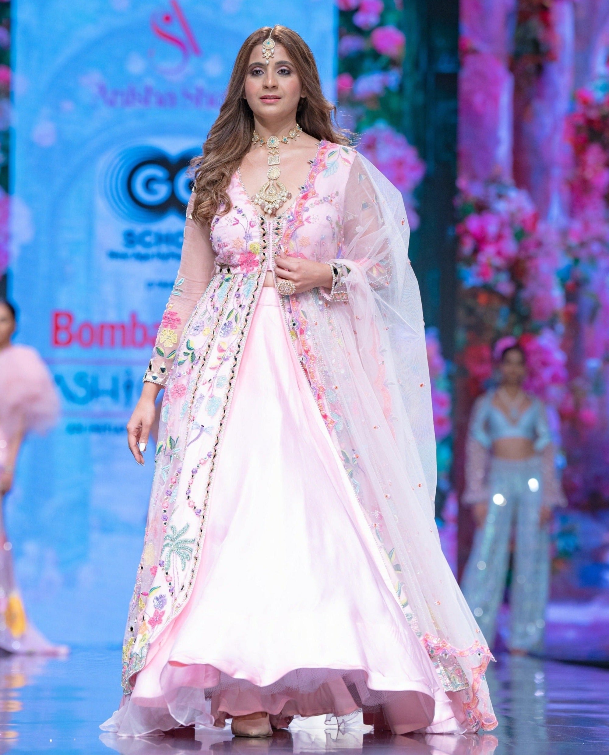 The Flamingo Forest Gardenia Anarkali in Blush Pink - anarkali set USA