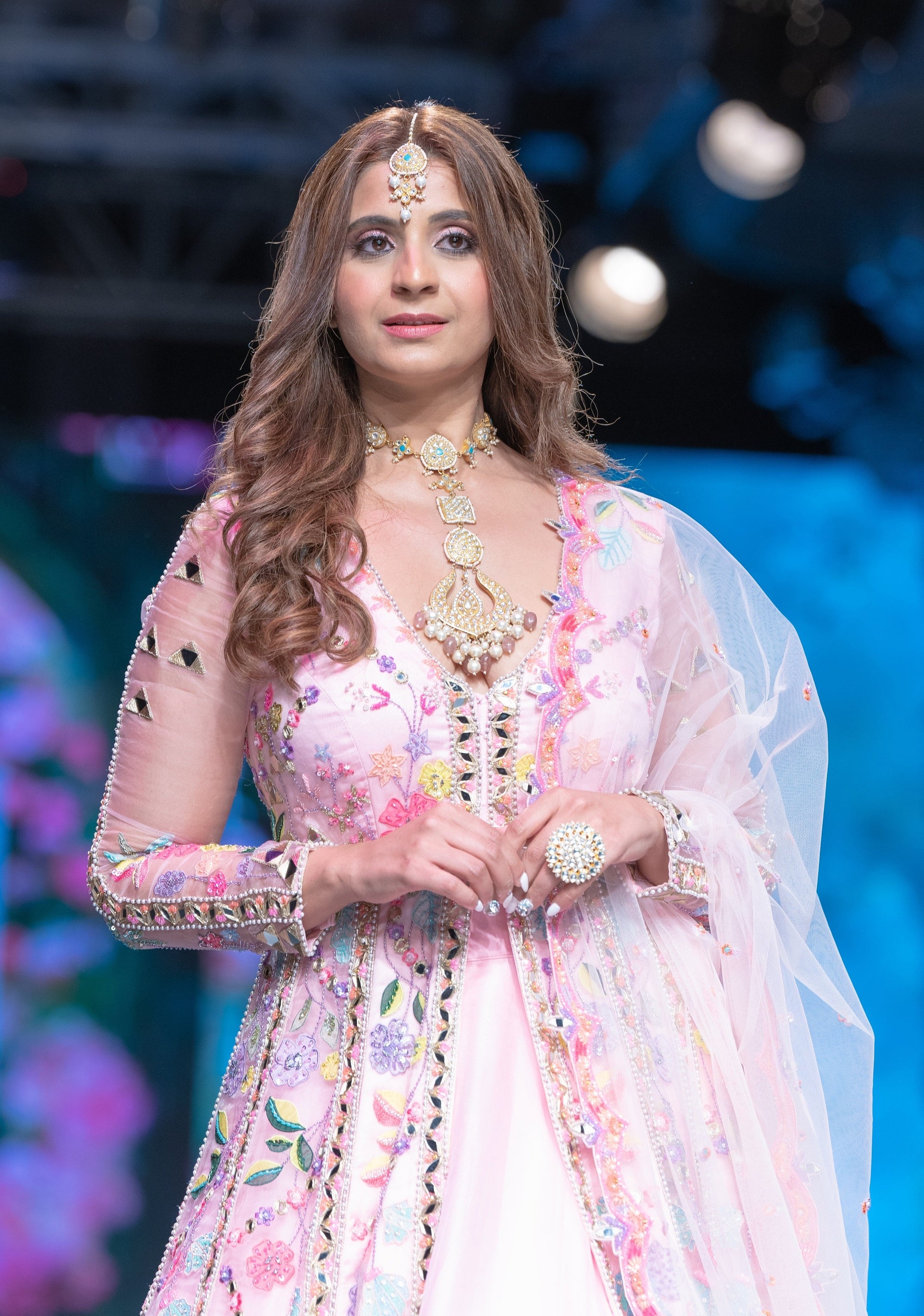 The Flamingo Forest Gardenia Anarkali in Blush Pink - anarkali set USA