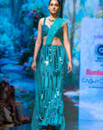 Dawn Pre-stitched Saree in Teal Blue - blue dress New Zealand
