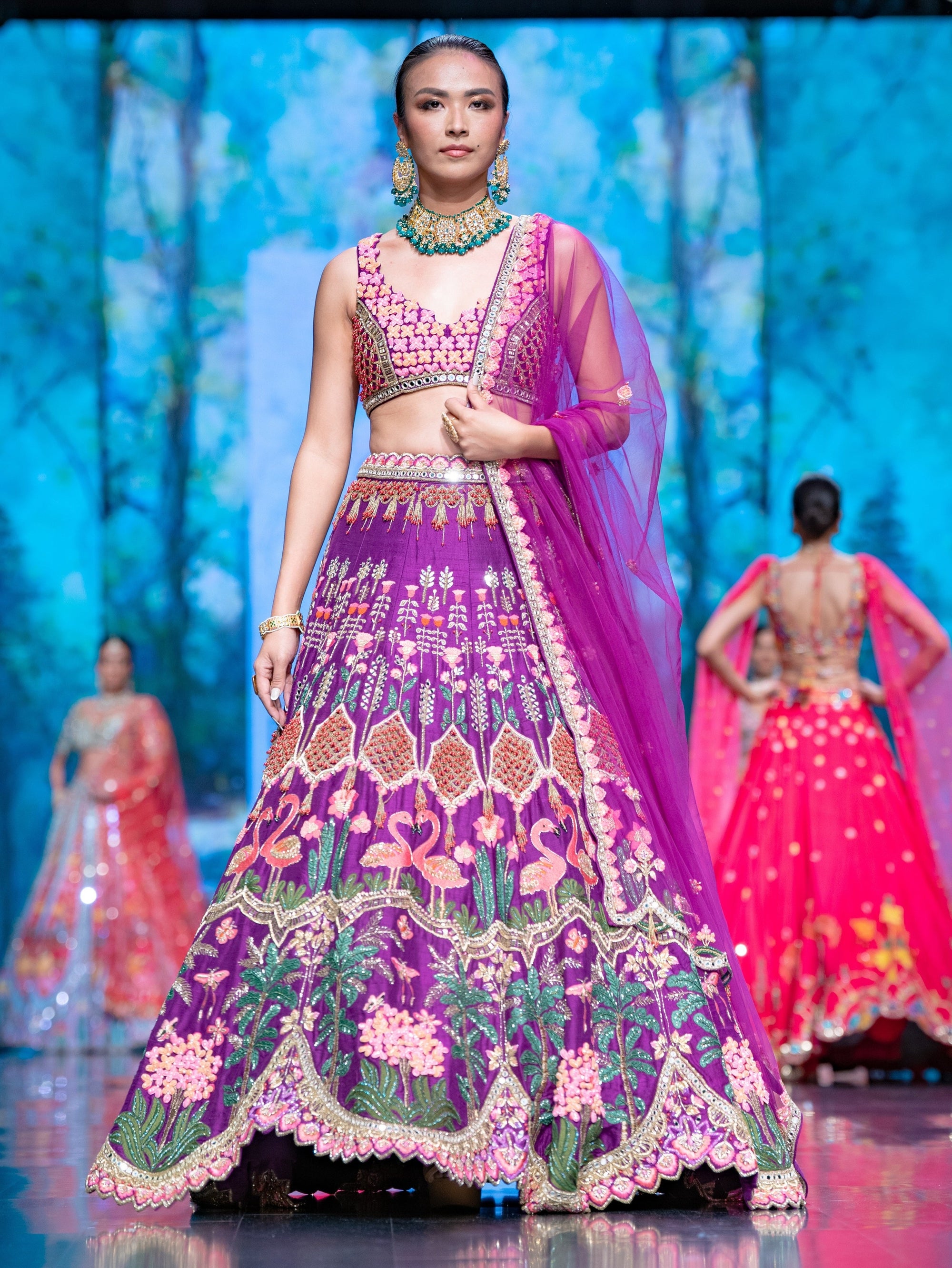 Flamingo Garden Lehenga Set - lehenga Canada