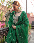 Bottle Green Heavily Embroidered Suit - green dress New Zealand