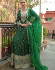 Bottle Green Heavily Embroidered Suit - green dress New Zealand