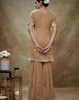 Fawn Mirror Work Gota  Kurta Sharara Set