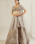 Abalone Grey Brushtroke Embroidered Lehenga - embroidered lehenga Australia