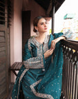 Teal Blue Embroidered Suit - indian attire Australia