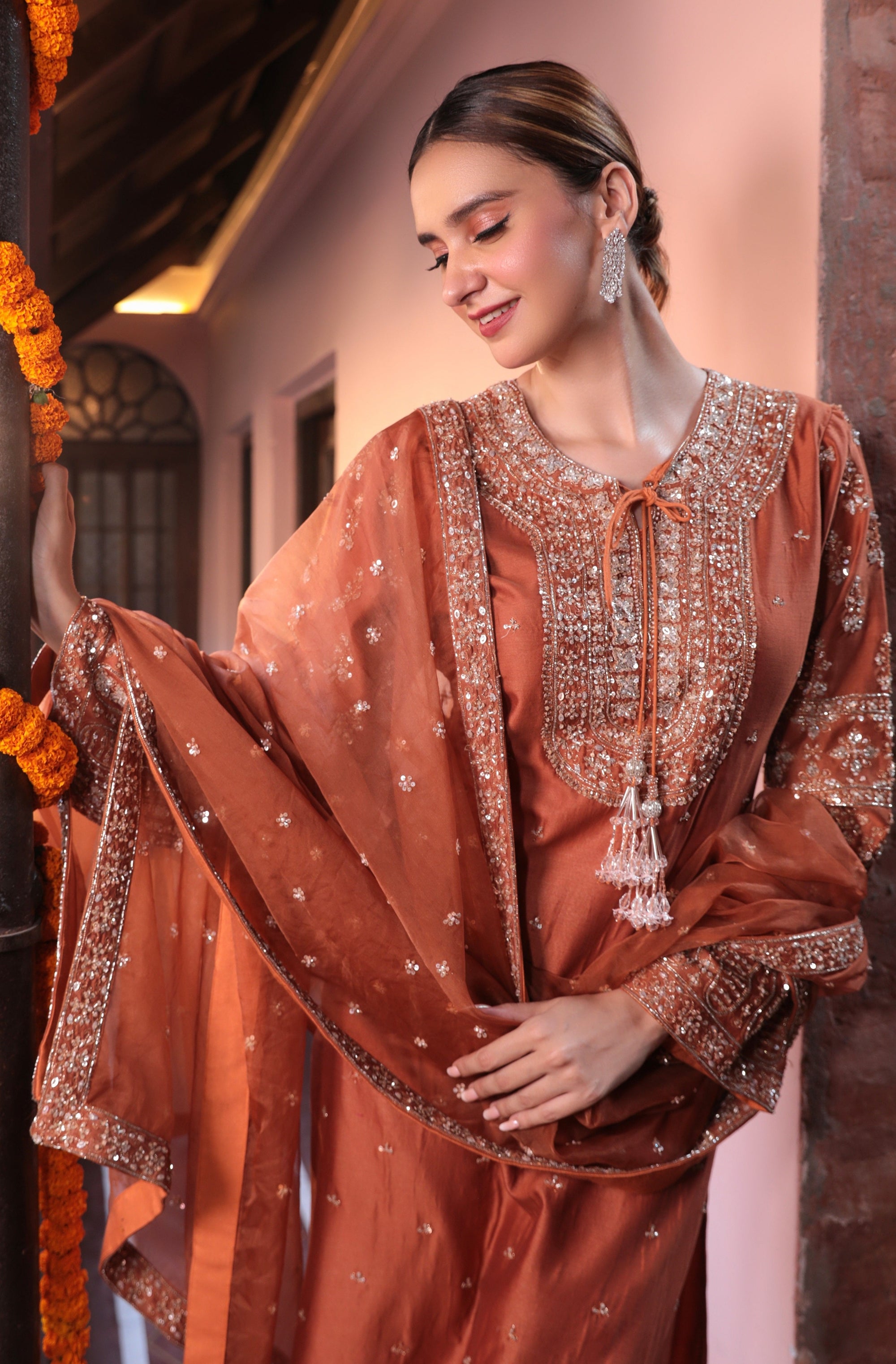Rust Embroidered Suit - indian attire Canada