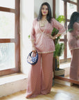 Nude Pink Bustier and Palazzo Pant with Kurta Set - pink dress Canada