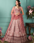 Rust-Rose Lehenga with French Chateau Elements - lehenga choli USA
