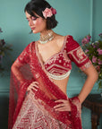 Red Lehenga Set with Elephant Elements - red bridal lehenga Canada