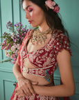 Red Lehenga with Elephant Elements - lehenga New Zealand