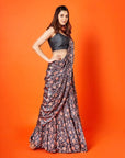Black & Oyster Beige Paisley Floral Skirt Set - indian attire USA