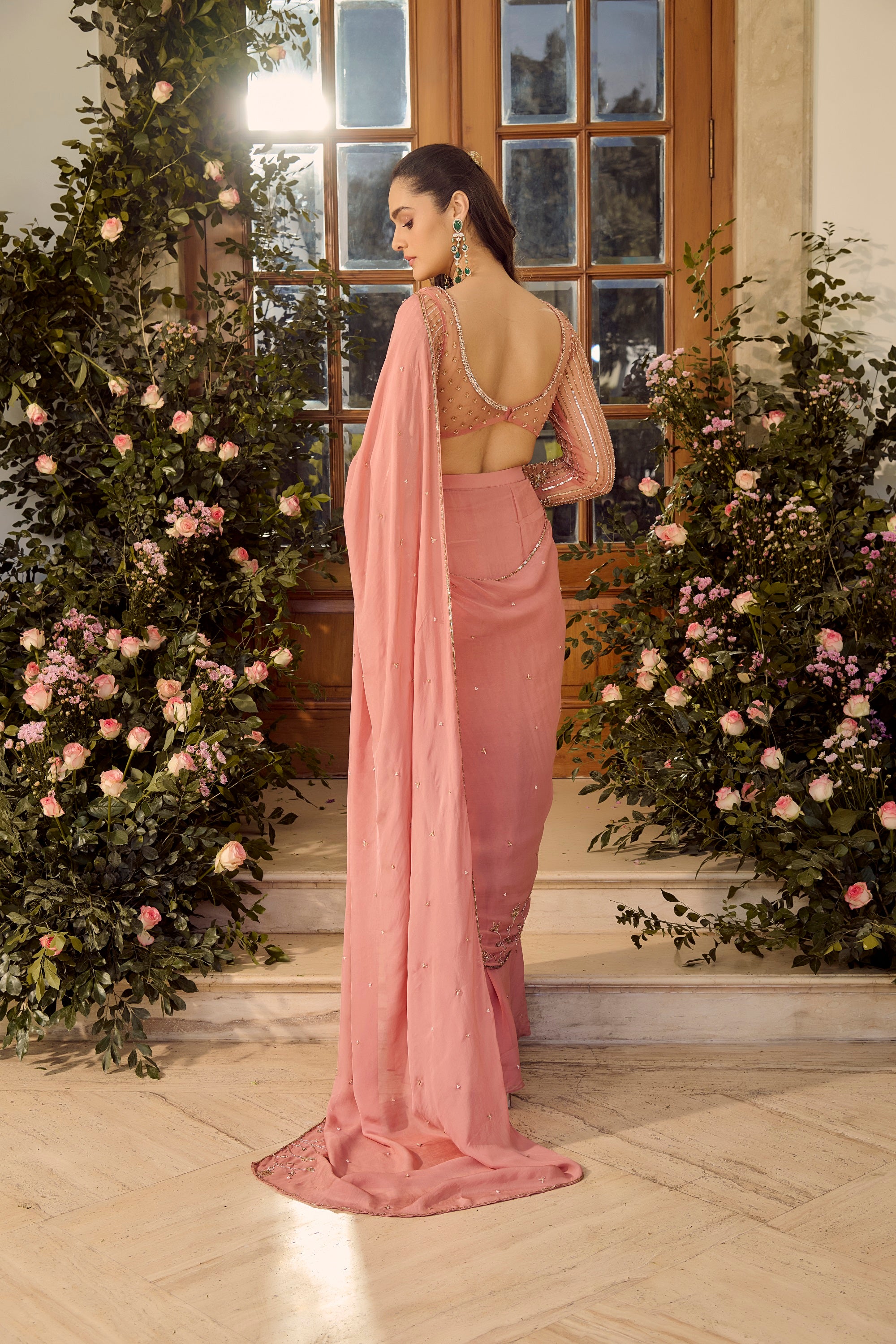 Blossom Saree Set - Pink Saree