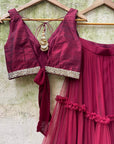 Burgundy Tier and Ruffle Set - burgundy ruffle lehenga USA