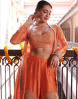 Orange Embroidered Jacket Sharara - sharara Canada