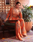 Orange Embroidered Jacket Sharara - sharara Canada