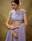 Lavender Floral Thread Work Lehenga Set