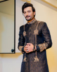 Antique Design Jamawar Base Sherwani