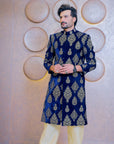 Velvet Sherwani with Intricated Motif Work