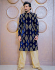 Velvet Sherwani with Intricated Motif Work