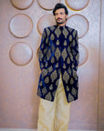 Velvet Sherwani with Intricated Motif Work