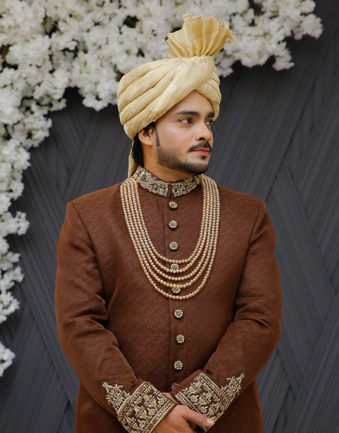 Jamawar Sherwani with Kora Dabka Handwork