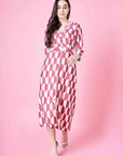 Caramel Brown & Cream Abstract Dress - indian fashion Australia