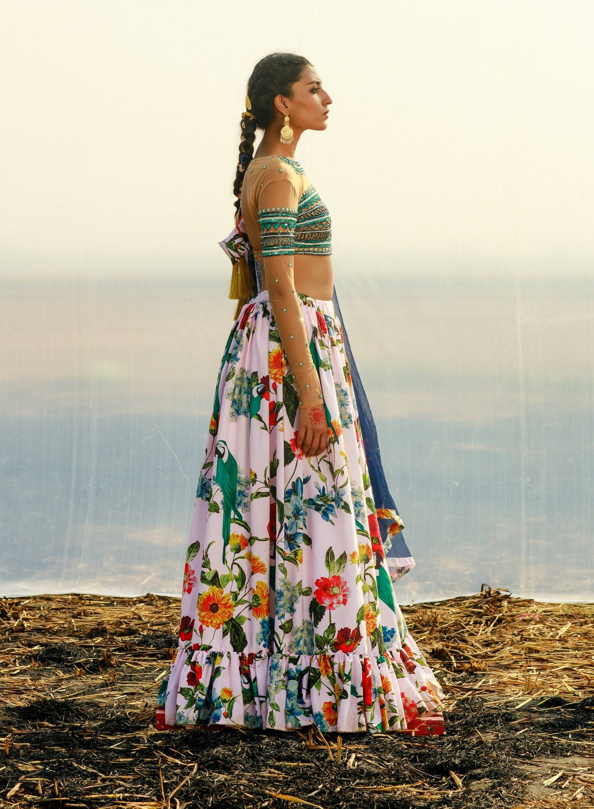 Crepe Printed Lehenga Set - lehenga choli Sydney