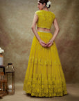Haldi Floral Thread Work Lehenga Set