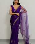 Meenakshi Silk Organza Saree Set - purple saree Sydney