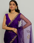 Meenakshi Silk Organza Saree Set - purple saree Sydney
