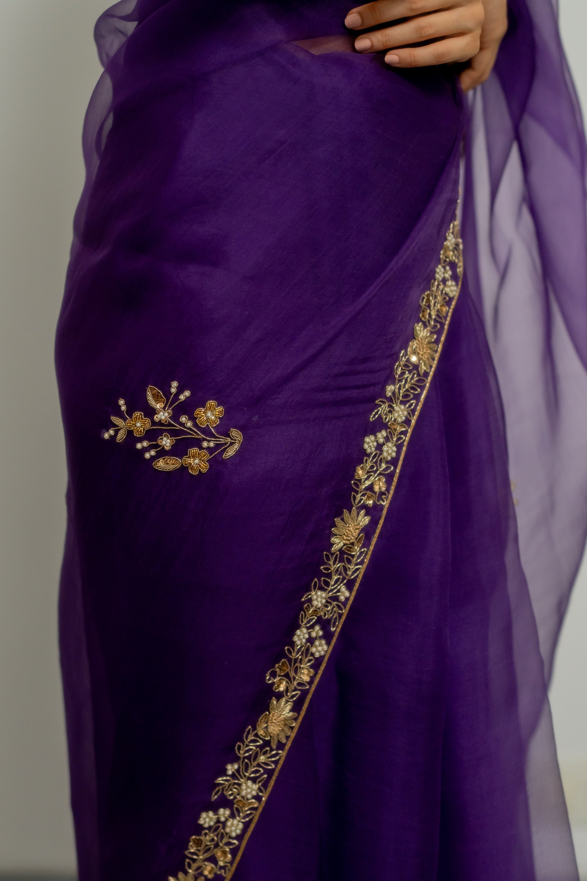 Meenakshi Silk Organza Saree Set - purple saree Sydney