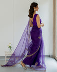 Meenakshi Silk Organza Saree Set - purple saree Sydney
