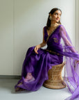 Meenakshi Silk Organza Saree Set - purple saree Sydney