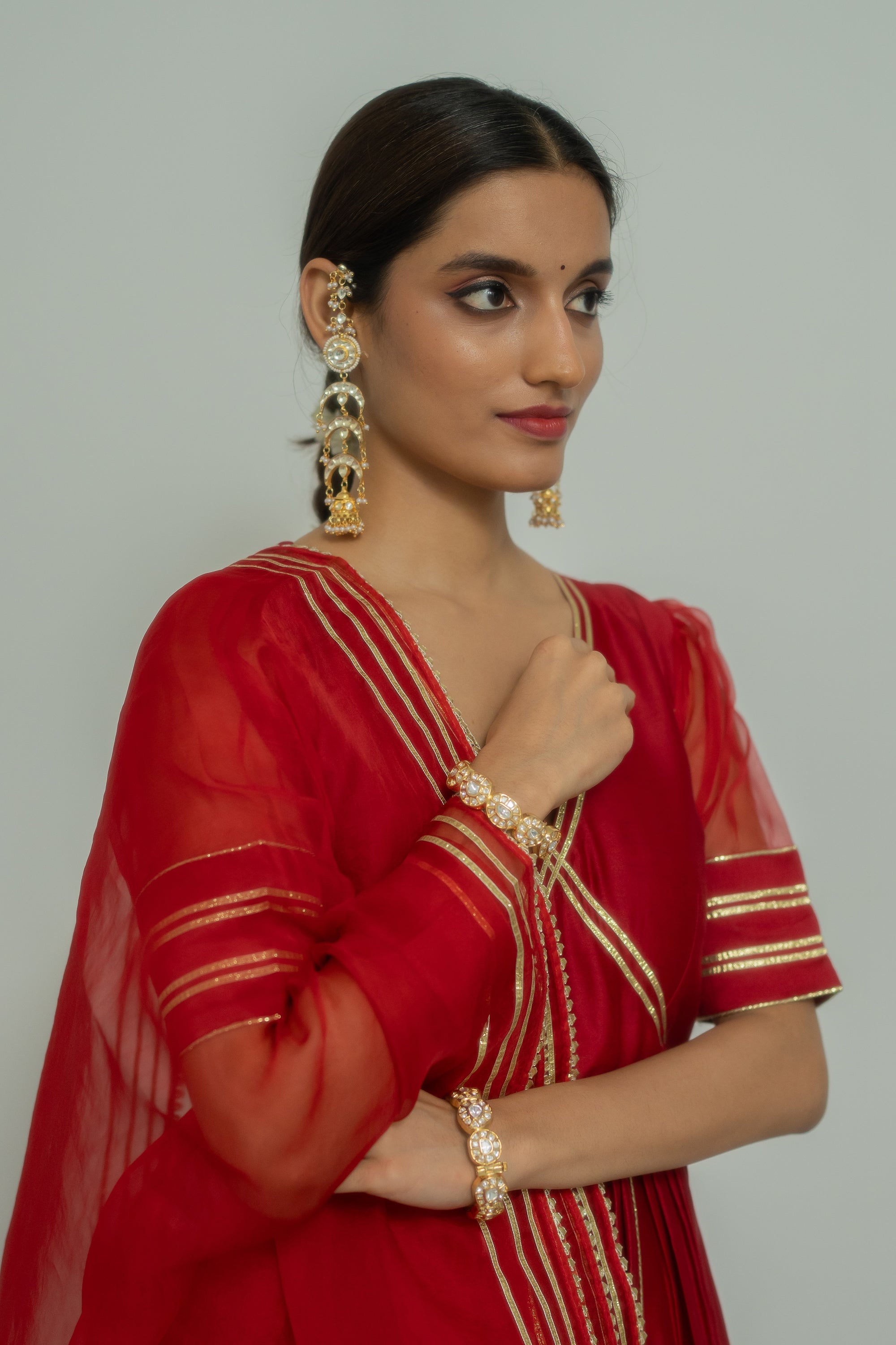 Noor Silk Anarkali Set - red anarkali Canada