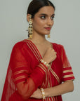 Noor Silk Anarkali Set - red anarkali Canada