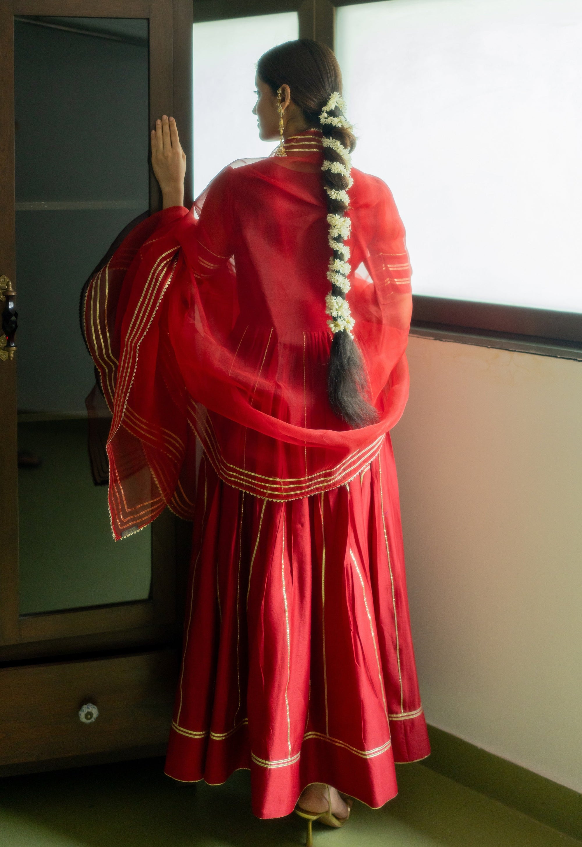 Noor Silk Anarkali Set - red anarkali Canada