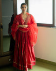 Noor Silk Anarkali Set - red anarkali Canada