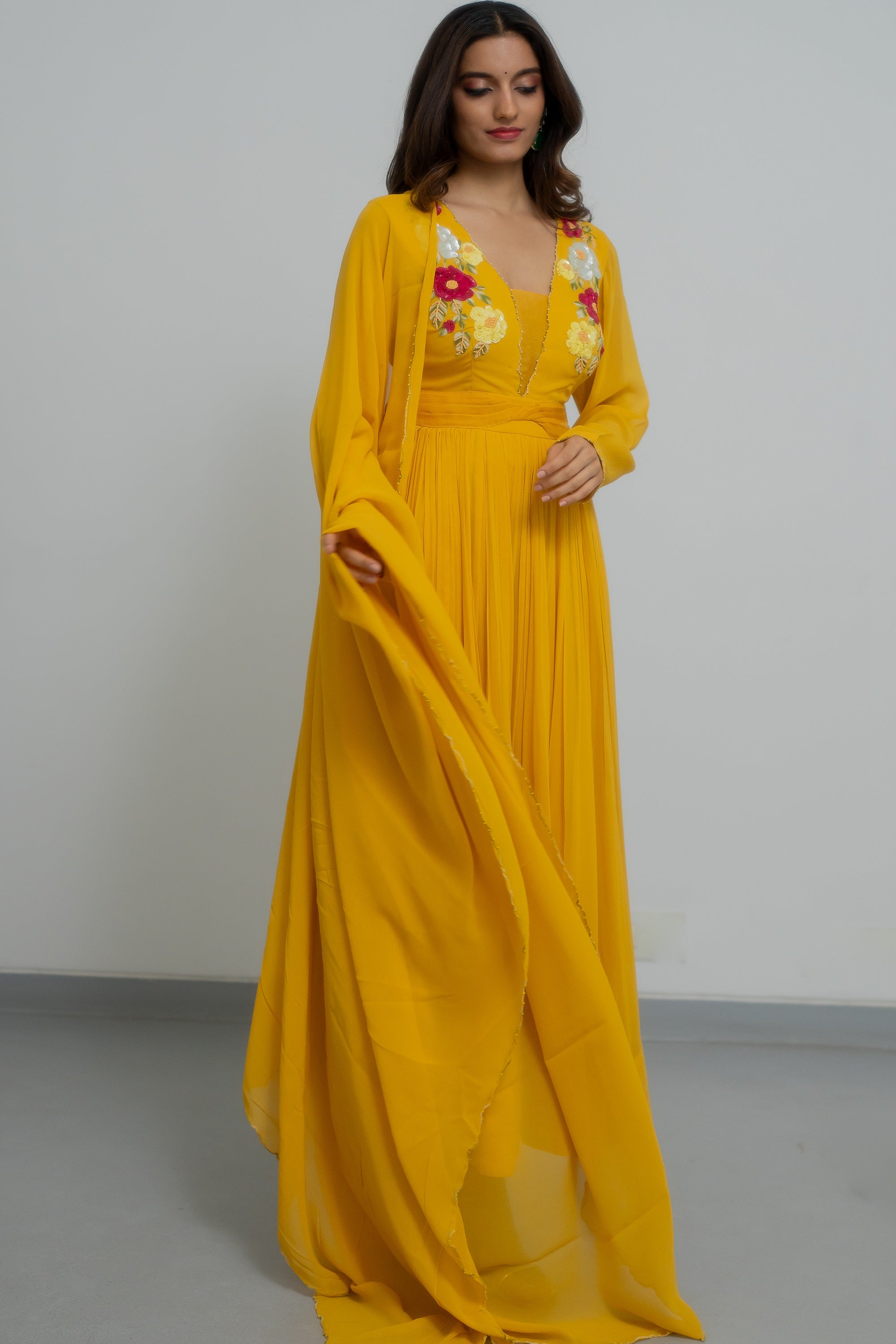 Genda Anarkali Set - yellow anarkali USA
