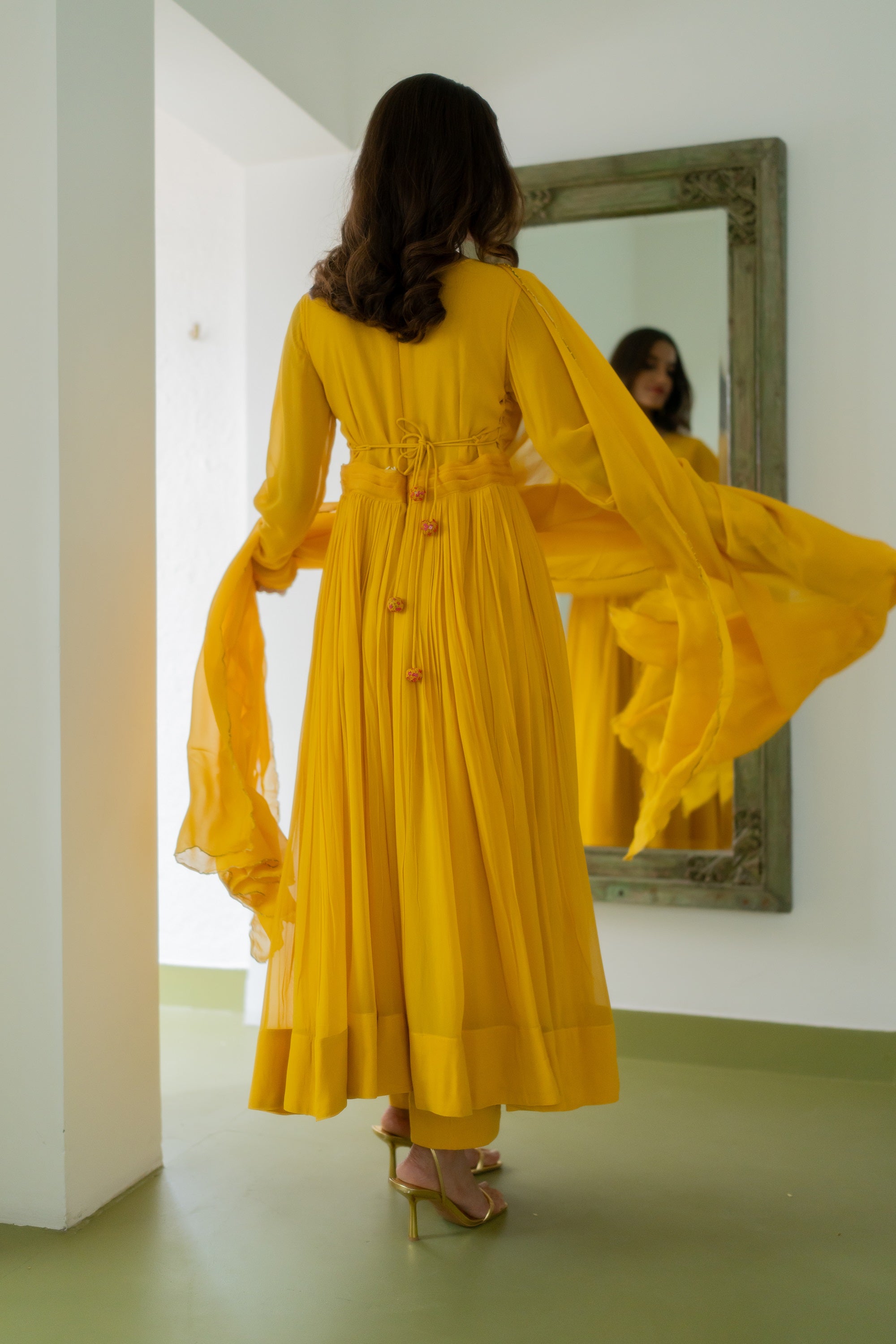 Genda Anarkali Set - yellow anarkali USA
