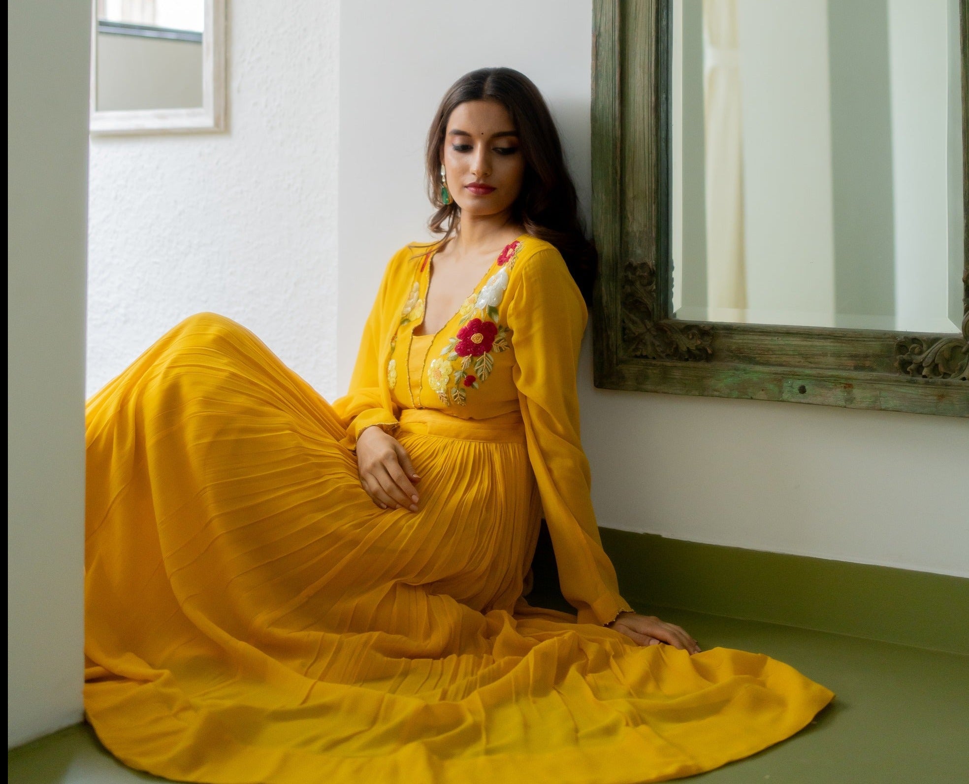 Genda Anarkali Set - yellow anarkali USA