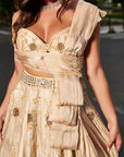 Ivory Pre-Draped Dupatta Lehenga Set